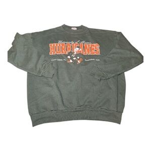 University of Miami Vintage 90s Hurricanes Sweatshirt Large Dark Green